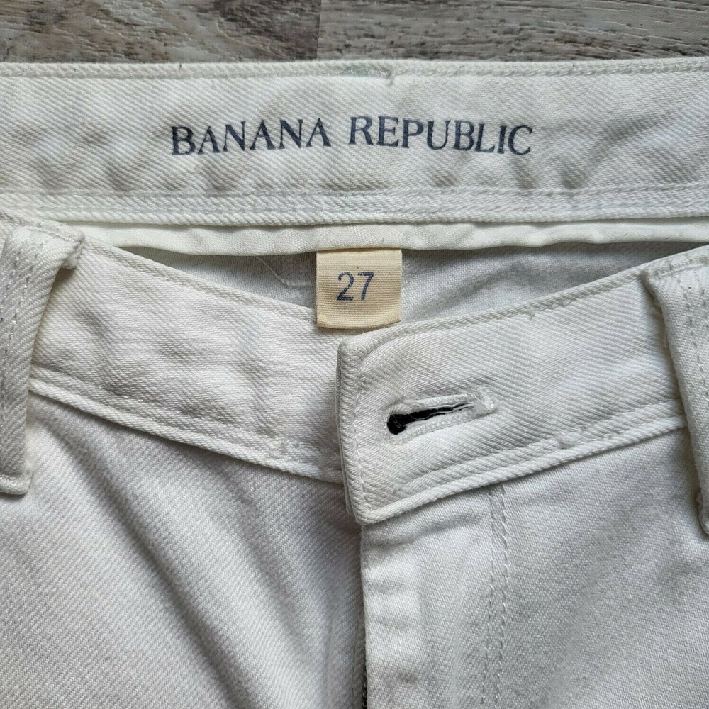 Banana Republic Womens White Skinny Jeans Size 27 Cotton Cuff Rollup Capri Pant - Picture 4 of 12
